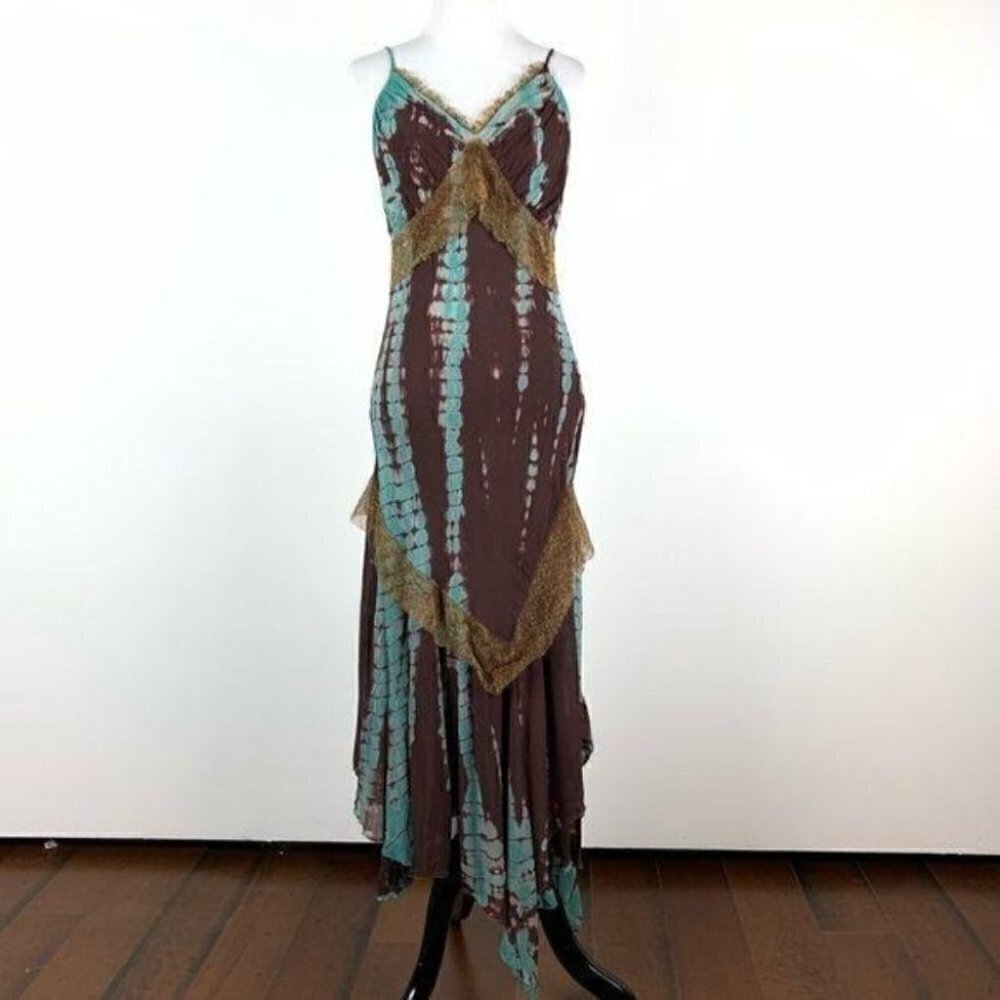 Temptation dress size S tie dye handkerchief hem Y2k mermaid vintage - Picture 9 of 9